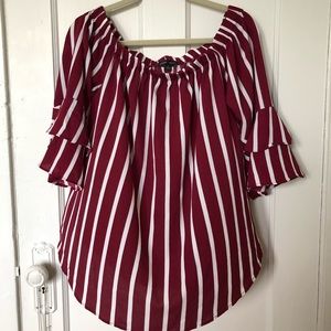 NWOT Red and White Stripped Top